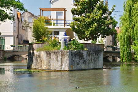 France, Montargis. Cityscape with a canal. May 29, 2023.のeditorial素材