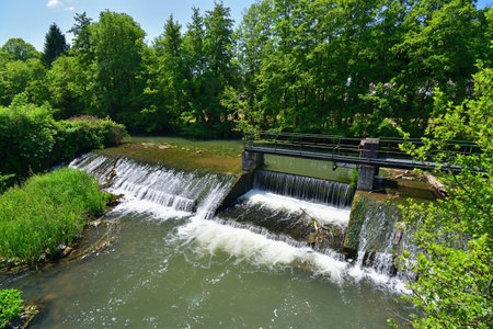 France, Montargis. Cityscape with a canal. May 29, 2023.のeditorial素材