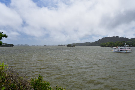 Matsushima, Miyagi Prefecture, Japan. View from Matsushima coast, beautiful islands. August 9, 2023.の写真素材