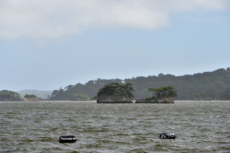 Matsushima, Miyagi Prefecture, Japan. View from Matsushima coast, beautiful islands. August 9, 2023.の写真素材