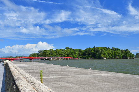 Matsushima, Miyagi Prefecture, Japan. View from Matsushima coast, beautiful islands. August 9, 2023.の写真素材