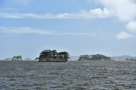 Matsushima, Miyagi Prefecture, Japan. View from Matsushima coast, beautiful islands. August 9, 2023.の写真素材