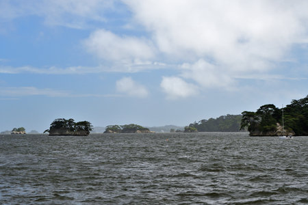 Matsushima, Miyagi Prefecture, Japan. View from Matsushima coast, beautiful islands. August 9, 2023.の写真素材