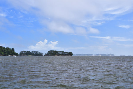 Matsushima, Miyagi Prefecture, Japan. View from Matsushima coast, beautiful islands. August 9, 2023.の写真素材