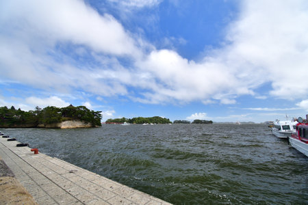 Matsushima, Miyagi Prefecture, Japan. View from Matsushima coast, beautiful islands. August 9, 2023.のeditorial素材