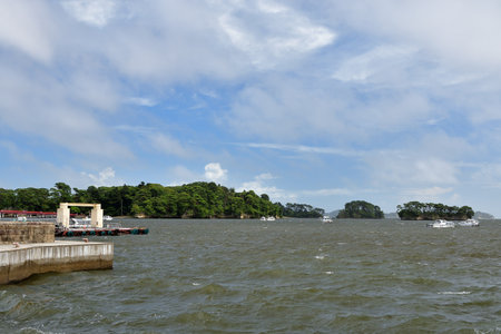 Matsushima, Miyagi Prefecture, Japan. View from Matsushima coast, beautiful islands. August 9, 2023.のeditorial素材