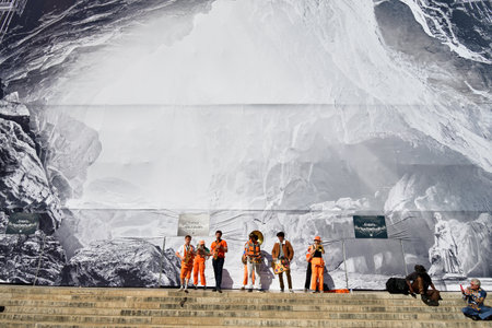Paris, France. Trick art by JR at the OpÃ©ra Garnier being renovated. September 24, 2023.