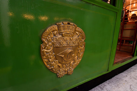 Paris, France. An exhibition of old subway cars at Porte de Saint-Cloud station. April 16, 2023.のeditorial素材