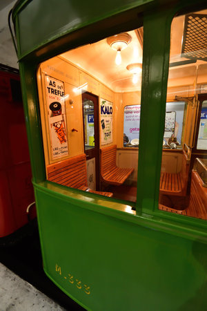 Paris, France. An exhibition of old subway cars at Porte de Saint-Cloud station. April 16, 2023.のeditorial素材