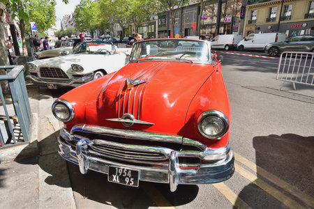 Paris, France. Classic car event held on Avenue des Ternes. July 16, 2023.のeditorial素材