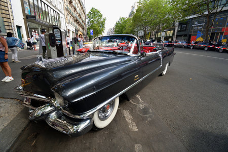 Paris, France. Classic car event held on Avenue des Ternes. July 16, 2023.のeditorial素材