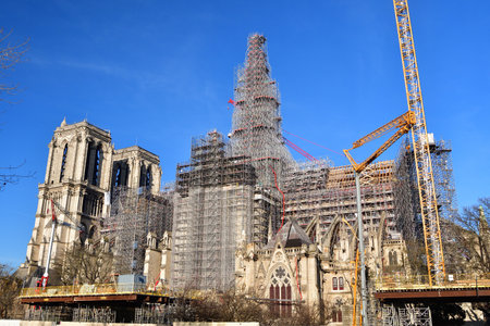 Paris, France. Notre Dame Cathedral's spire has returned. December 17, 2023.のeditorial素材