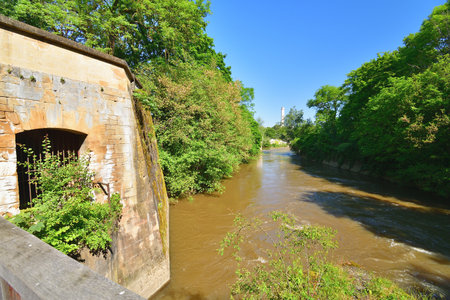 Metz, France. The ramparts of Fort de Bellecroix, the banks of the Moselle and Seille rivers. May 11, 2024.の写真素材