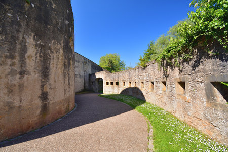 Metz, France. The ramparts of Fort de Bellecroix, the banks of the Moselle and Seille rivers. May 11, 2024.の写真素材