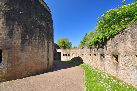 Metz, France. The ramparts of Fort de Bellecroix, the banks of the Moselle and Seille rivers. May 11, 2024.の写真素材