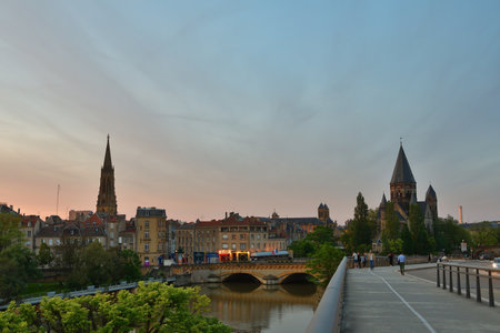 Metz, France. The city of Metz at dusk. May 10, 2024.の写真素材