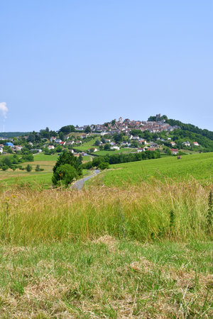 Sancerre Village on a Hill in France, Viewed from Afar â June 9, 2025の写真素材