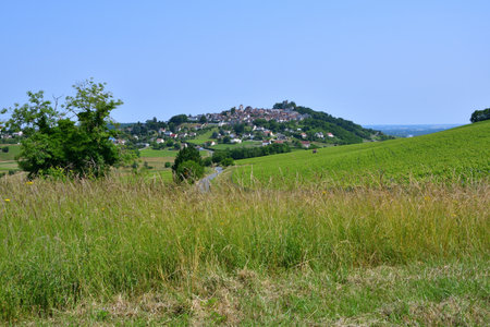 Sancerre Village on a Hill in France, Viewed from Afar â June 9, 2025の写真素材