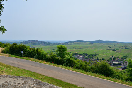 Sancerre Village on a Hill in France, Viewed from Afar â June 9, 2025の写真素材