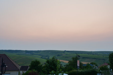 Sancerre, France. Vineyards at Sunset Viewed from a Hilltop. June 8, 2025.の写真素材