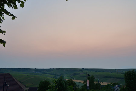 Sancerre, France. Vineyards at Sunset Viewed from a Hilltop. June 8, 2025.の写真素材