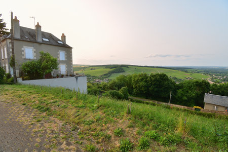 Sancerre, France. Vineyards at Sunset Viewed from a Hilltop. June 8, 2025.の写真素材