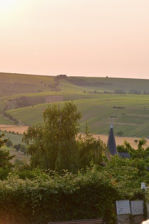 Sancerre, France. Vineyards at Sunset Viewed from a Hilltop. June 8, 2025.の写真素材