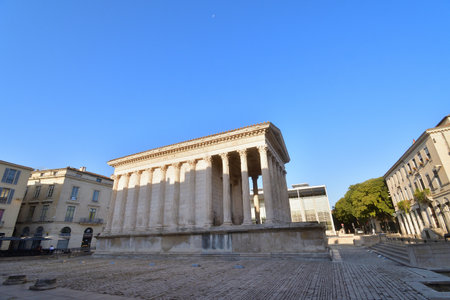 Ancient Roman Temple Maison Carrée  Nîmes, Franceの写真素材