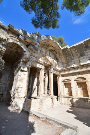 Ancient Roman Ruins of the Temple of Diana (Le Temple de Diane) in NÃ®mes, France â August 14, 2025の写真素材