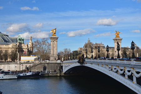Pont Alexandre III in Paris, France â Iconic Historic Bridge over the Seine on a Clear Day (February 4, 2026)のeditorial素材