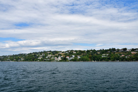 View of the Geneva Shoreline from Lake Geneva, Switzerland, August 15, 2022