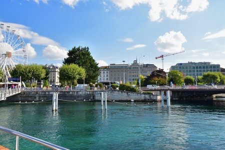 View of the Geneva Shoreline from Lake Geneva, Switzerland, August 15, 2022