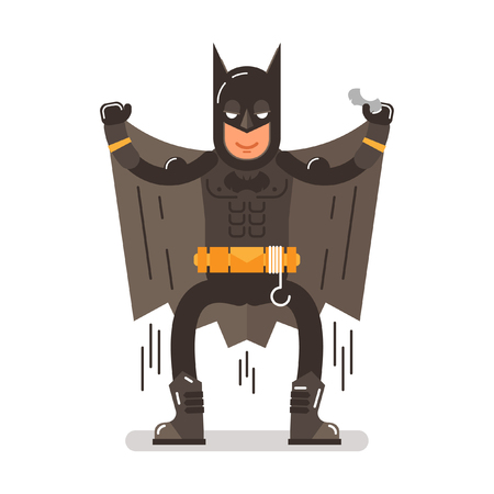 Cartoon Full height superhero Batman costume.のイラスト素材