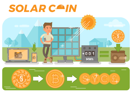 Scene with simple solar coinのイラスト素材