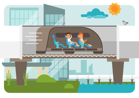 Hyper loop illustration on cityscapeのイラスト素材