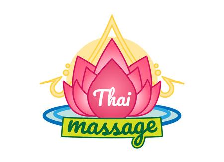 Thai massage vector icon badge with lotus illustration.のイラスト素材