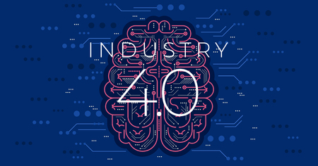 Industry 4.0 concept vector illustration.Modern industrial revolution - automation and data exchange...