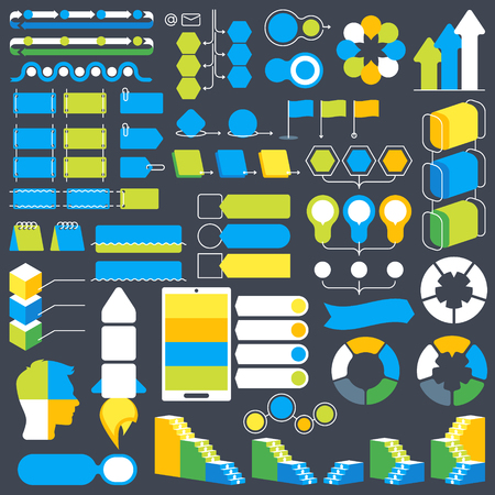 Infographic design elements vector collection, diagram structure objects and visualizationsのイラスト素材