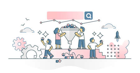 Marketing funnel model as customer purchase process strategy outline concept. Website user...