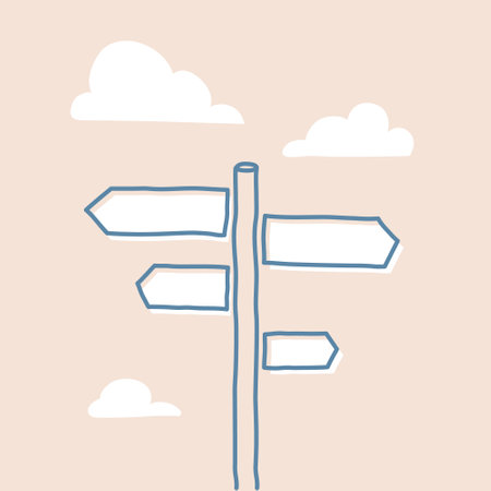 Opportunity crossroads abstract concept. Pathway pole with pointers metaphor.のイラスト素材