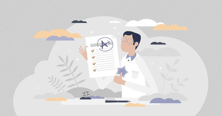 Text exam approval as passed A mark and pass school test tiny person conceptのイラスト素材