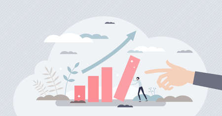 Performance progress or improvement with financial growth tiny person conceptのイラスト素材
