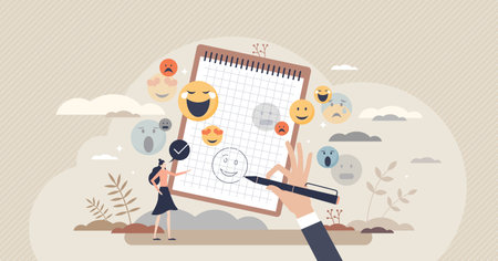 Tones in writing as attitude expression in sign symbols tiny person conceptのイラスト素材