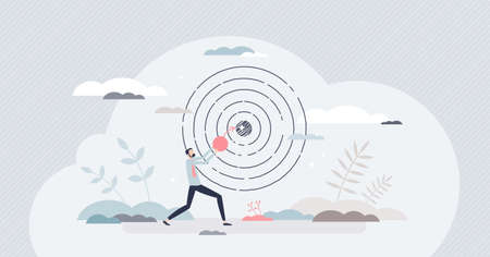 Achieving target and goal as achievement and success tiny person conceptのイラスト素材