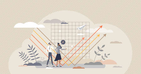 Bounce back from economical crisis with financial growth tiny person conceptのイラスト素材