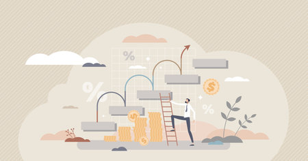 Financial increase and economical performance growth tiny person conceptのイラスト素材