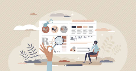 Brand guidelines and branding standard strategy creation tiny person concept