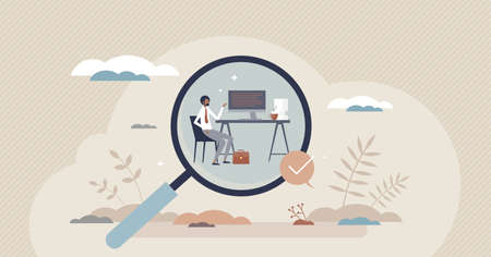 Workplace transparency and honest company attitude to job tiny person conceptのイラスト素材