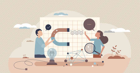 Creative science and experiments with physics equipment tiny person conceptのイラスト素材