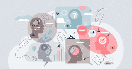 Diversity in tech as technology variety for data analysis tiny person conceptのイラスト素材